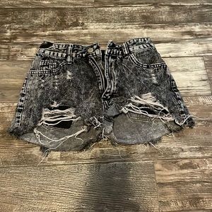 Grey black jean shorts